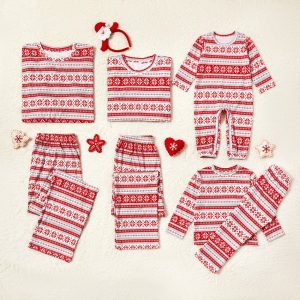 Pijama Fulg Intreaga pentru Bebelusi cu Rosu si Alb