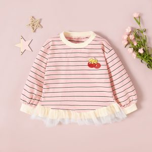 bluza cu maneci lungi cu imprimeu cirese pentru fete