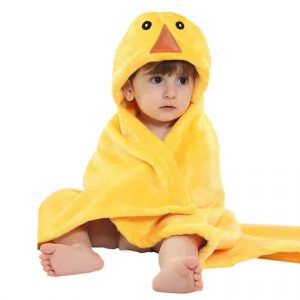 Prosop de baie ratusca cu gluga pentru copii