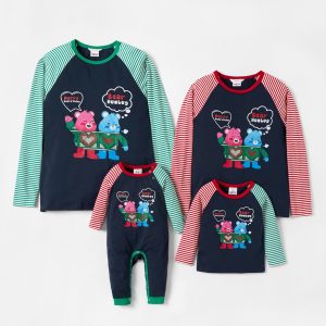 bluza unisex pentru copii cu imprimeu in dungi si ursuleti